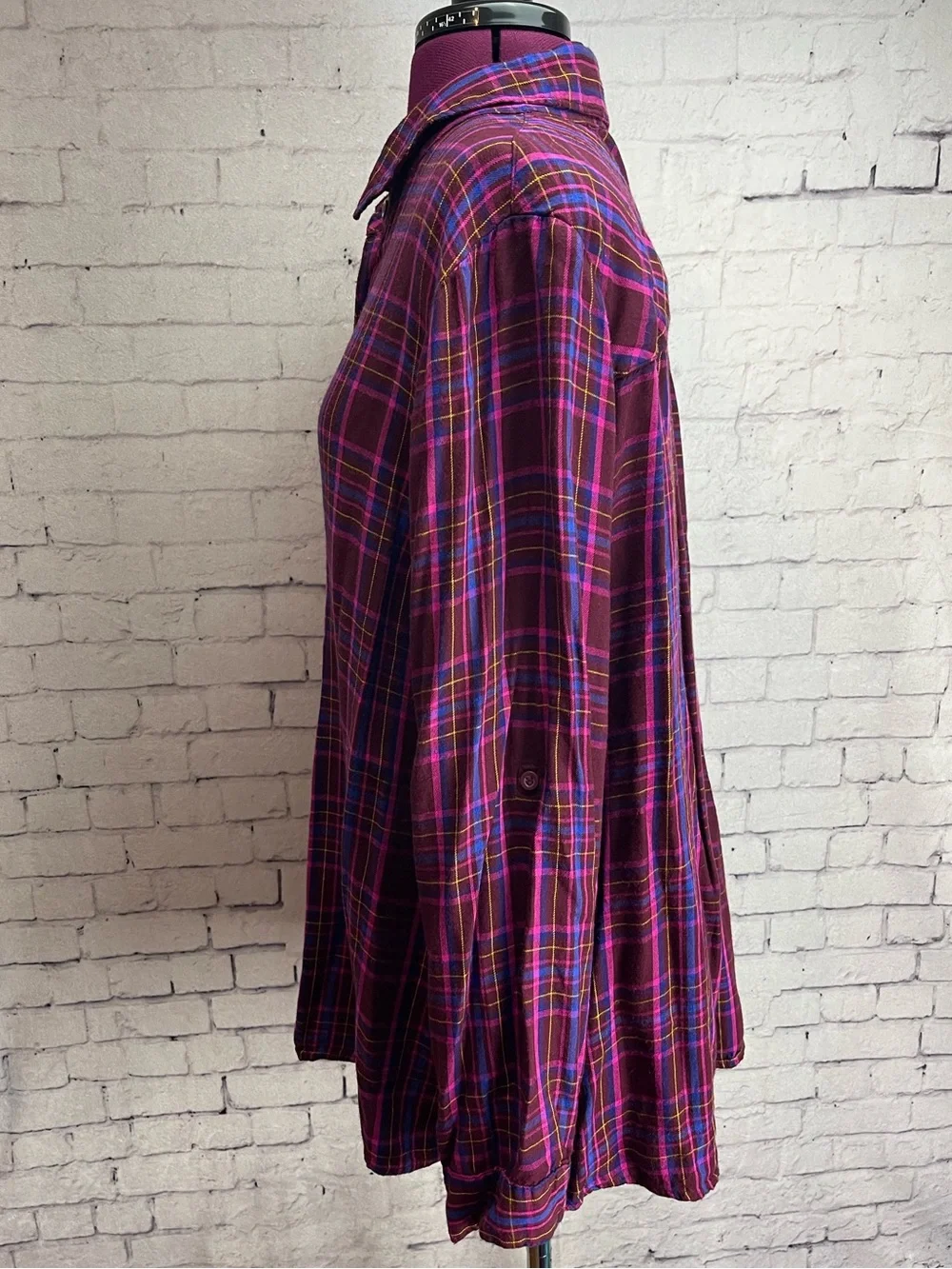 Lane Bryant size 18/20 maroon plaid long sleeve button down shirt